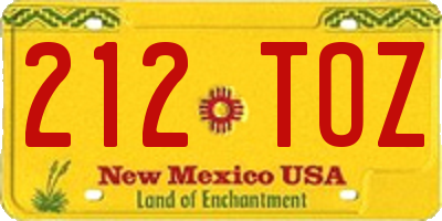 NM license plate 212TOZ