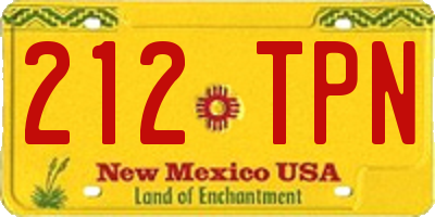 NM license plate 212TPN