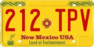 NM license plate 212TPV