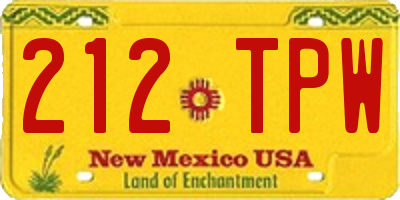 NM license plate 212TPW