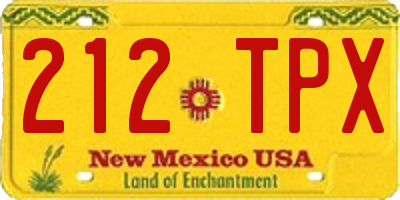NM license plate 212TPX