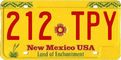 NM license plate 212TPY