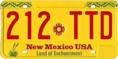NM license plate 212TTD