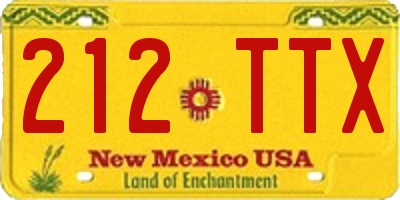 NM license plate 212TTX