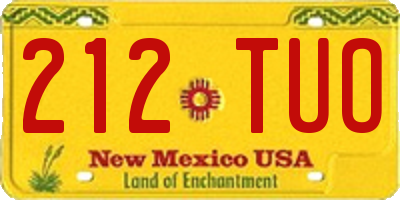 NM license plate 212TUO