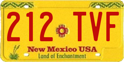NM license plate 212TVF