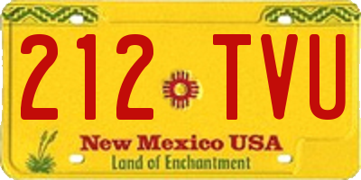 NM license plate 212TVU