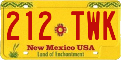 NM license plate 212TWK