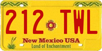NM license plate 212TWL