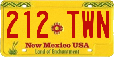 NM license plate 212TWN