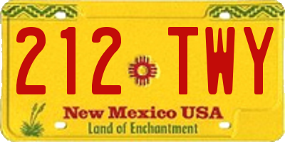 NM license plate 212TWY