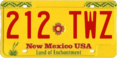 NM license plate 212TWZ