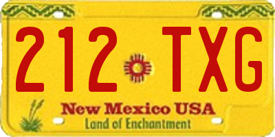 NM license plate 212TXG