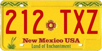 NM license plate 212TXZ