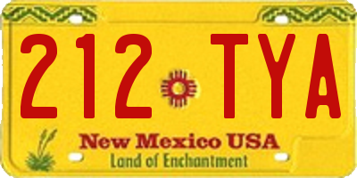 NM license plate 212TYA