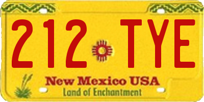 NM license plate 212TYE