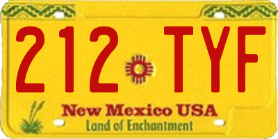 NM license plate 212TYF