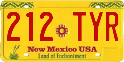NM license plate 212TYR