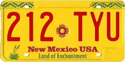 NM license plate 212TYU