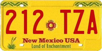 NM license plate 212TZA