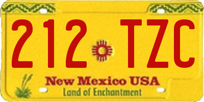 NM license plate 212TZC