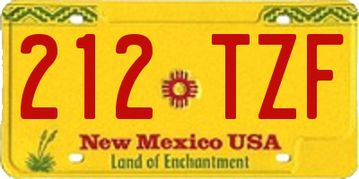 NM license plate 212TZF
