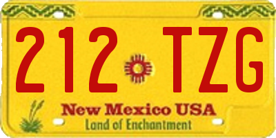 NM license plate 212TZG