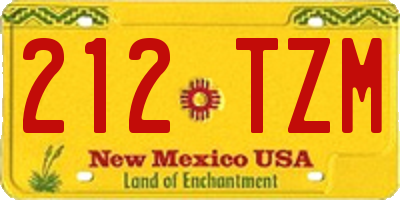 NM license plate 212TZM