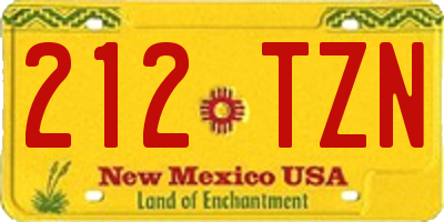 NM license plate 212TZN