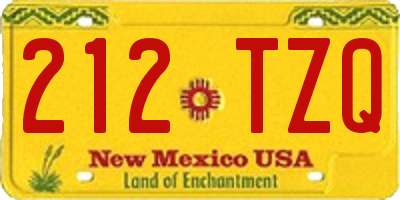 NM license plate 212TZQ