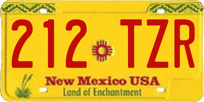 NM license plate 212TZR