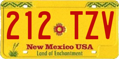 NM license plate 212TZV