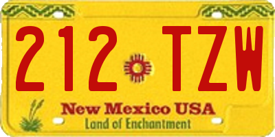 NM license plate 212TZW
