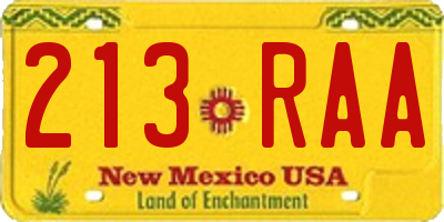 NM license plate 213RAA