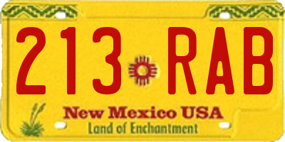 NM license plate 213RAB