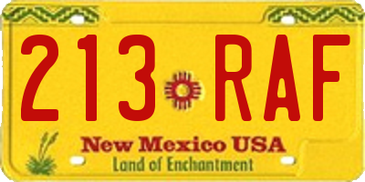 NM license plate 213RAF