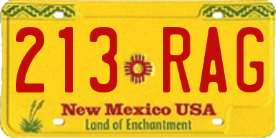 NM license plate 213RAG