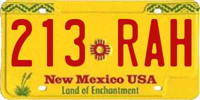 NM license plate 213RAH