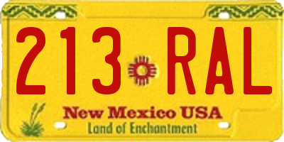 NM license plate 213RAL