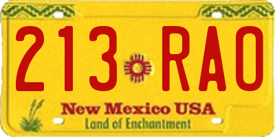 NM license plate 213RAO