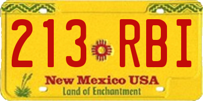 NM license plate 213RBI
