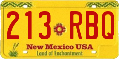 NM license plate 213RBQ
