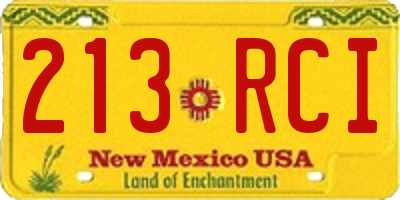 NM license plate 213RCI