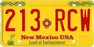 NM license plate 213RCW
