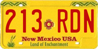 NM license plate 213RDN