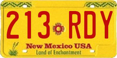 NM license plate 213RDY
