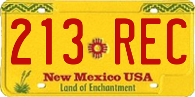 NM license plate 213REC