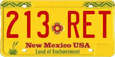 NM license plate 213RET