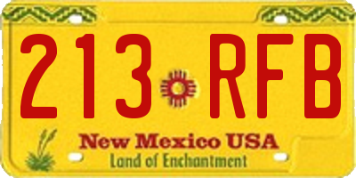 NM license plate 213RFB