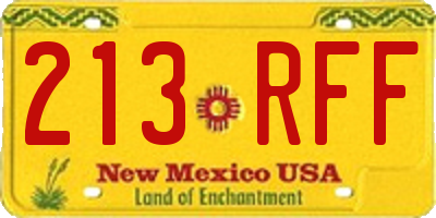 NM license plate 213RFF